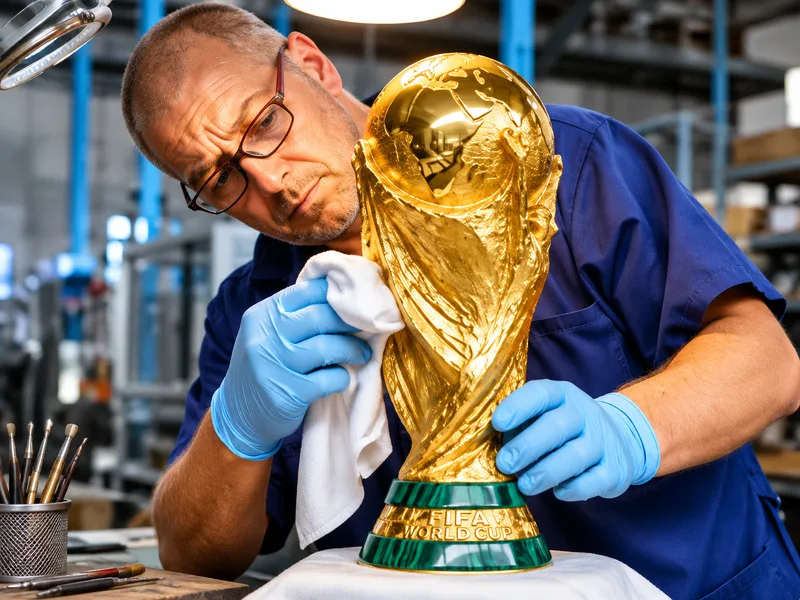 Chiếc FIFA World Cup Trophy được chế tác bằng vàng 18 carat với thiết kế mang tính biểu tượng toàn cầu. Chiếc FIFA World Cup Trophy được chế tác bằng vàng 18 carat với thiết kế mang tính biểu tượng toàn cầu.