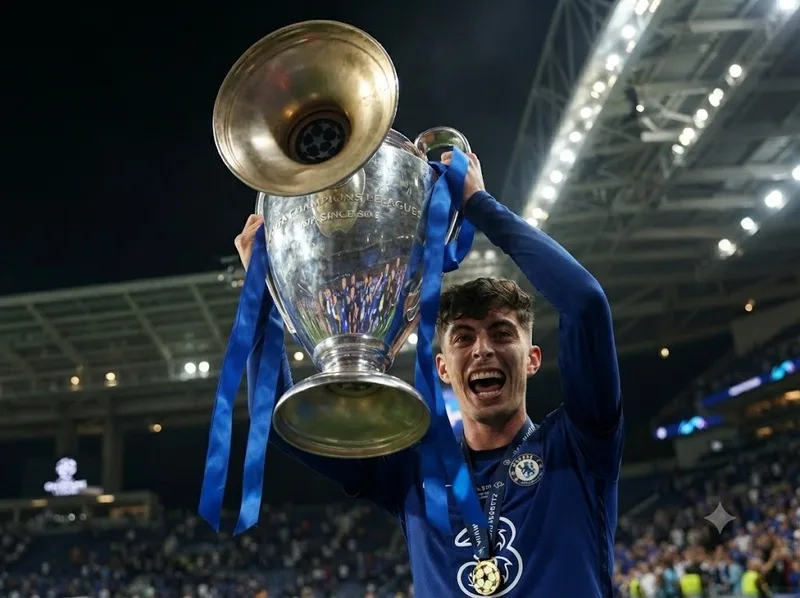 Kai Havertz để lại dấu ấn đậm nét tại Chelsea, nổi bật với bàn thắng quyết định trong trận chung kết Champions League 2021.